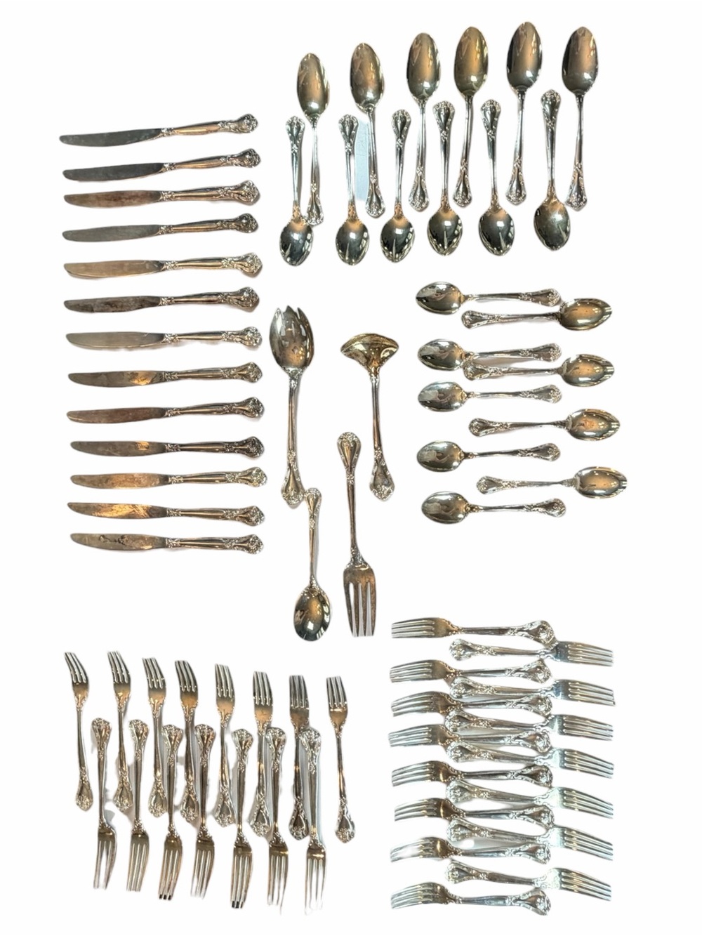 Grandmaster Silverplated Godinger Flatware Floral 68 Piece Set Serving Baroque - Picture 2 of 16